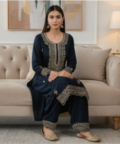 Navy blue embroidered salwar suit set # 00055/25