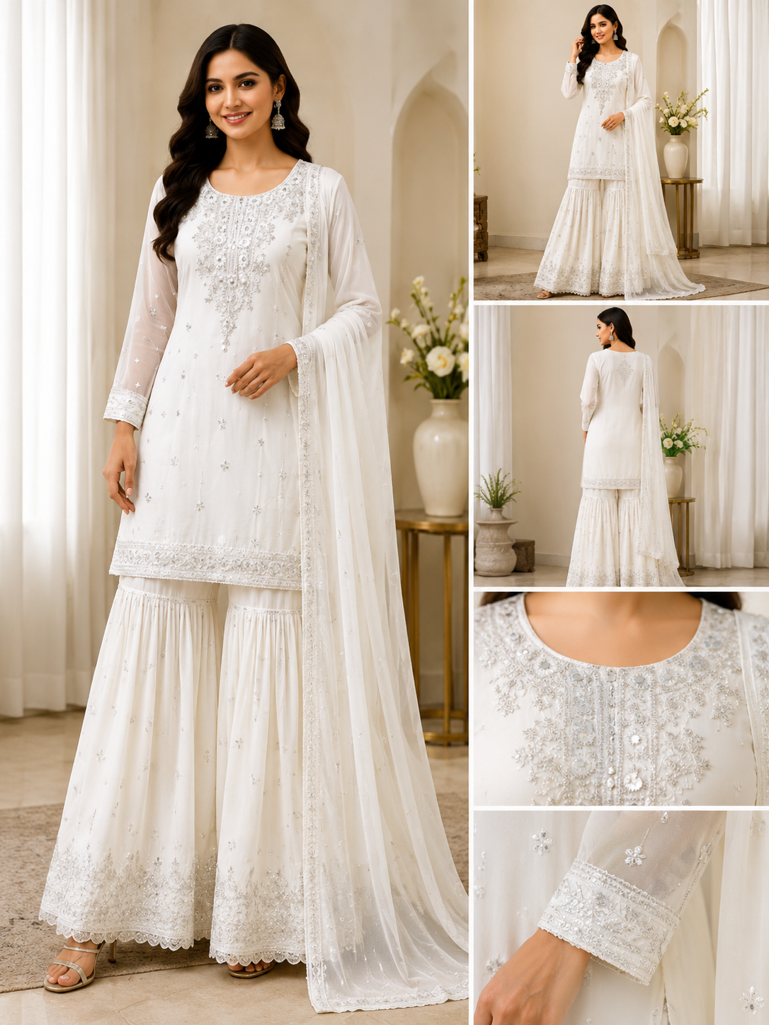 Ivory Elegance Premium Embroidered 3-Piece Festive Set - Image 3
